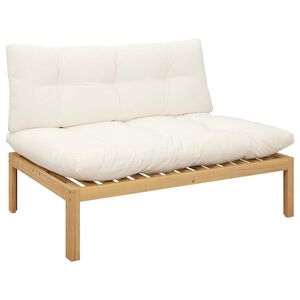 vidaXL Middle Sofa Unit Light Acacia and Cream White Acacia Wood