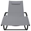 vidaXL Rocking Sun Lounger Grey Steel and Textilene