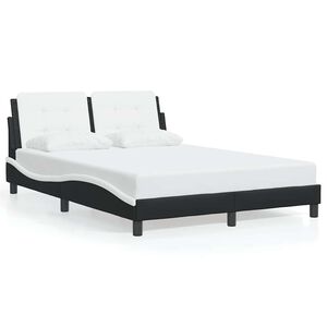 vidaXL Bed Frame without Mattress "Zadar" Black and White 137x190 cm Fabric