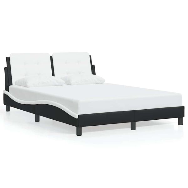 vidaXL Bed Frame without Mattress "Zadar" Black and White 137x190 cm Fabric