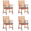 vidaXL Outdoor Dining Chairs 4 pcs with Cushions Solid Acacia Wood