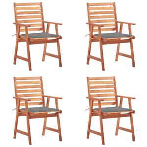 vidaXL Outdoor Dining Chairs 4 pcs with Cushions Solid Acacia Wood