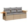 vidaXL 3 Piece Garden Sofa Set with Cushions Beige Poly Rattan