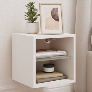 vidaXL TV Wall Cabinets with LED Lights 2 pcs White 30x28,5x30 cm