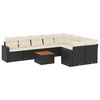 vidaXL 10 Piece Garden Sofa Set with Cushions Black Poly Rattan