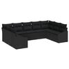 vidaXL Garden Sofa Set with Storage 9 pcs Black Poly Rattan