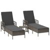 vidaXL Sun Lounger 3 pcs Poly Rattan Grey and Dark Grey