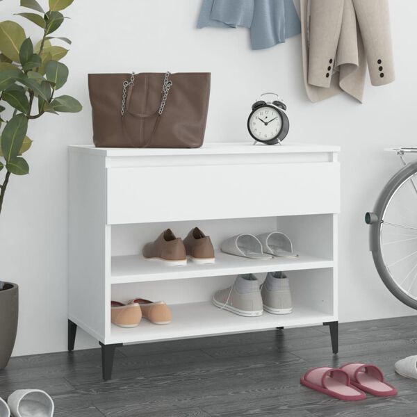 vidaXL Shoe Cabinet White 70x36x60 cm Engineered Wood