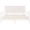 vidaXL Bed Frame without Mattress White King Size Solid Wood