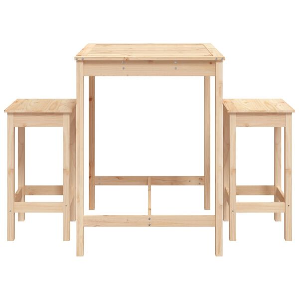 vidaXL 3 Piece Garden Bar Set Solid Wood Pine