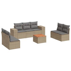 vidaXL 8 Piece Garden Sofa Set with Cushions Beige Poly Rattan