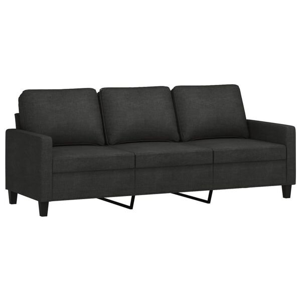 vidaXL 3 Piece Sofa Set with Cushions Black Fabric