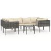 vidaXL 7 Piece Garden Lounge Set with Cushions Grey Poly Rattan