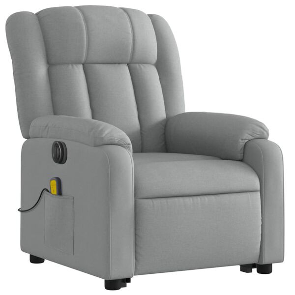 vidaXL Electric Stand up Massage Recliner Chair Light Grey Fabric