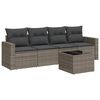vidaXL 5 Piece Garden Sofa Set with Cushions Grey Poly Rattan
