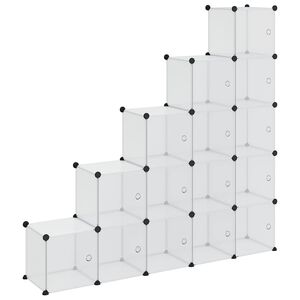 vidaXL Storage Cube Organiser with 15 Cubes and Doors Transparent PP