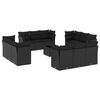 vidaXL 13 Piece Garden Sofa Set with Cushions Black Poly Rattan
