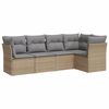 vidaXL 5 Piece Garden Sofa Set with Cushions Beige Poly Rattan