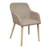 Oak Indoor Fabric Dining Chair Set 6 pcs with Armrest Beige