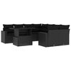 vidaXL 9 Piece Garden Sofa Set with Cushions Black Poly Rattan