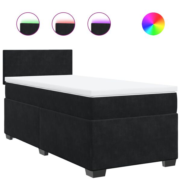 vidaXL Box Spring Bed with Mattress Black King Single Fabric