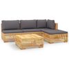 vidaXL 5 Piece Garden Lounge Set with Cushions Solid Teak Wood