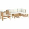 vidaXL 6 Piece Garden Lounge Set with Cream White Cushions Bamboo