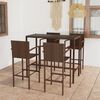 vidaXL 5 Piece Garden Bar Set Poly Rattan Brown