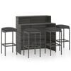 vidaXL 5 Piece Garden Bar Set with Cushions Grey