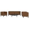 vidaXL 3 Piece Chesterfield Sofa Set Brown Faux Suede Leather