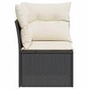 vidaXL Garden Sofa Corner with Cushions Black Poly Rattan