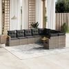 vidaXL 9 Piece Garden Sofa Set with Cushions Grey Poly Rattan