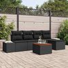 vidaXL Garden Sofa Set with Cushion 6 pcs Black Poly Rattan