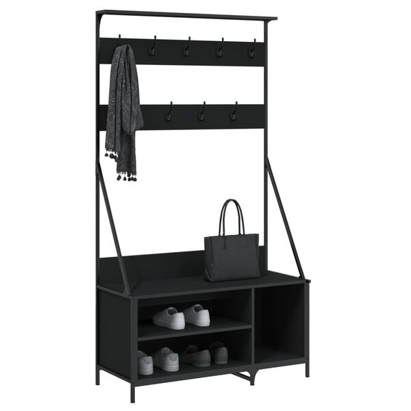 vidaXL Clothes Rack with Shoe Storage Black 100x41x184 cm