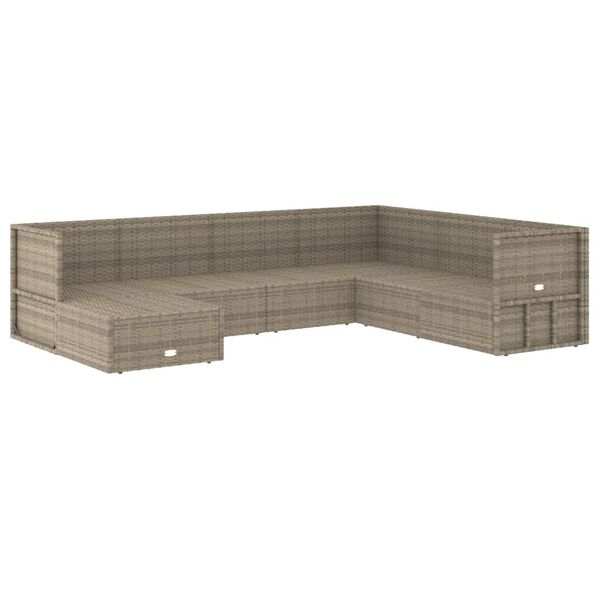 vidaXL 7 Piece Garden Lounge Set with Cushions Grey Poly Rattan