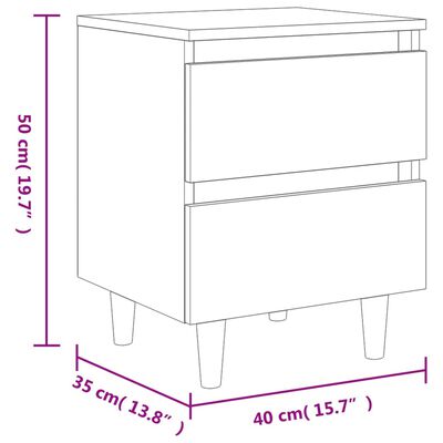 vidaXL Bed Cabinet with Solid Pinewood Legs Sonoma Oak 40x35x50 cm