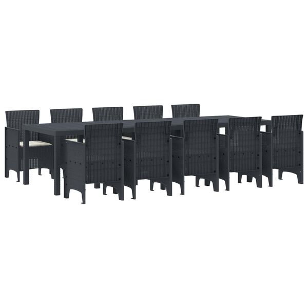 vidaXL Garden Dining Set with Cushion 11 pcs Anthracite and Cream