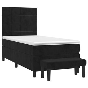 vidaXL Box Spring Bed with Mattress Black 106x203 cm King Single Size Velvet