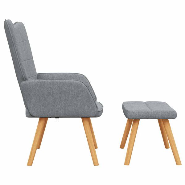 vidaXL Relaxing Chair with a Stool Light Grey Fabric