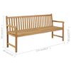 vidaXL Garden Bench with Grey Cushion 175 cm Solid Teak Wood