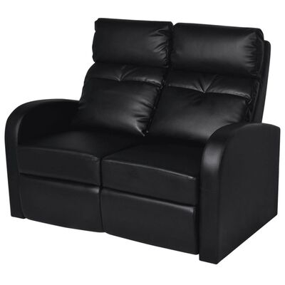 vidaXL Home Cinema Recliner Reclining Sofa 2-seat Faux Leather Black
