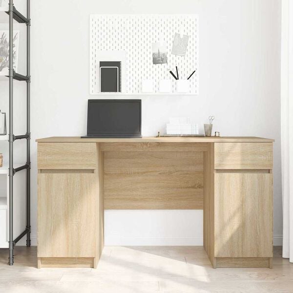 vidaXL Desk with Drawer Sonoma oak 140 x 49 x 76 cm Engineered wood