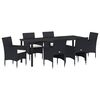 vidaXL Garden Dining Set 7 pcs Black Poly Rattan
