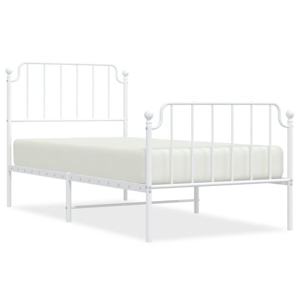 vidaXL Metal Bed Frame without Mattress with Footboard White 90x190cm