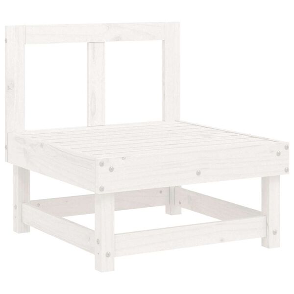 vidaXL Middle Sofa with Cushions White Solid Wood Pine