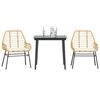 vidaXL 3 Piece Garden Dining Set with Cushions Brown Poly Rattan Glass