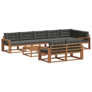 vidaXL Outdoor Sofa Set 9 pcs Natural and Anthracite