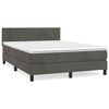 vidaXL Box Spring Bed with Mattress Dark Grey 137x187 cm Double Size Velvet