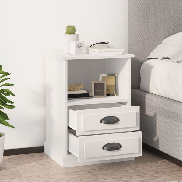vidaXL Bedside Cabinet White 43x36x60 cm