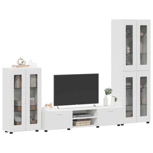 vidaXL TV Cabinet Set with Drawer with Shelf White Engineered Wood